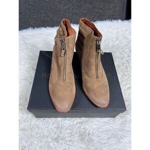 Rebecca Minkoff Boots Womens Size 7.5 Alex Ankle Zip Buckle Waxy Suede